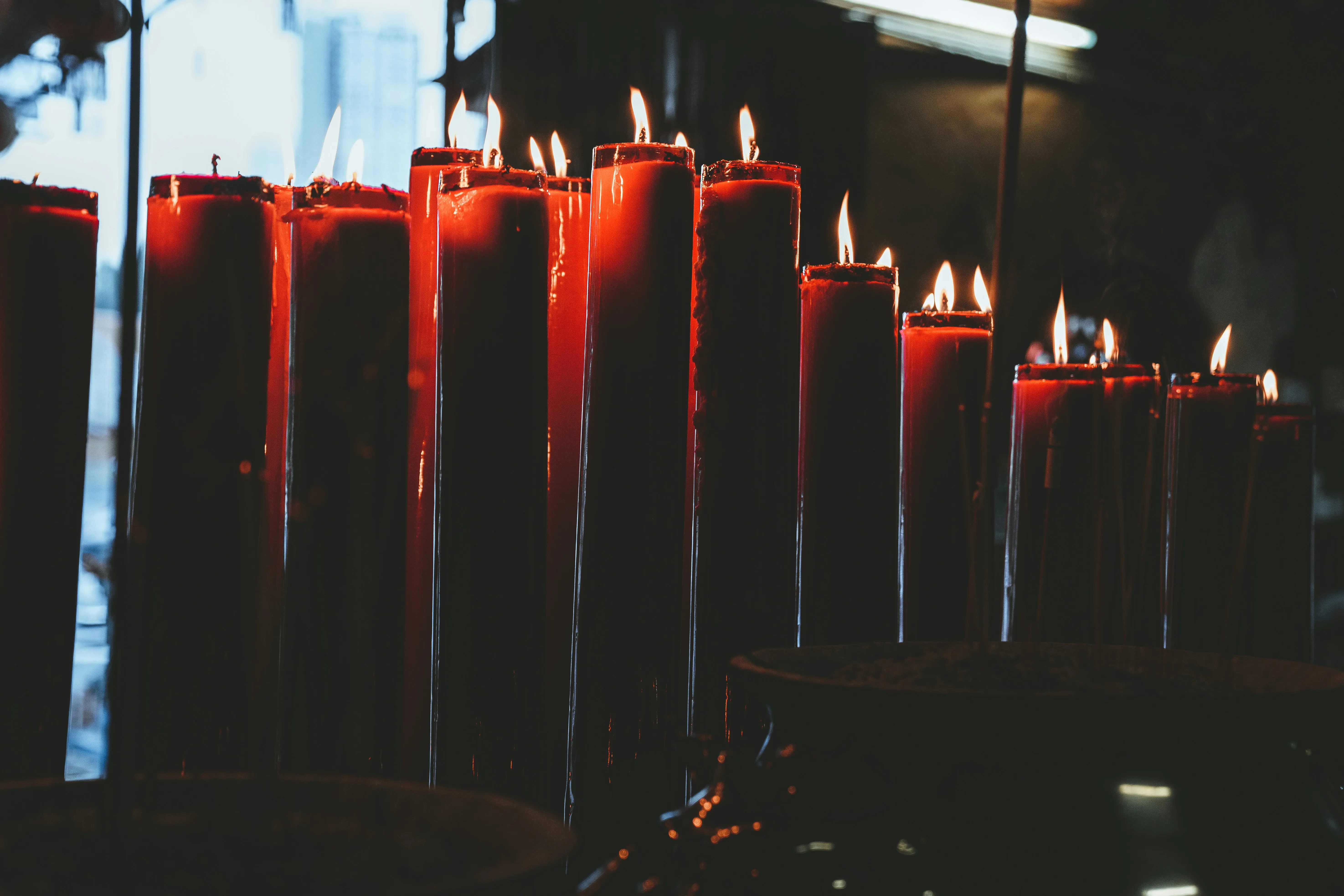 Votive candles in a Catholic church
